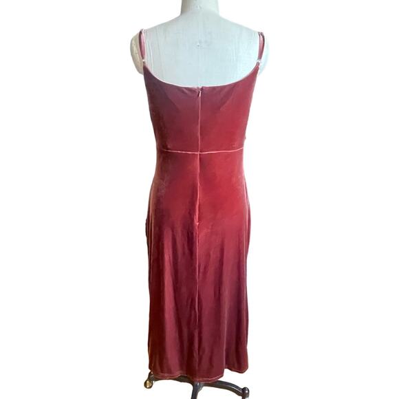REVELRY Skye Velvet Cowl Neck Midi Dress in Terracotta Orange Red Size 12 - Picture 2 of 8